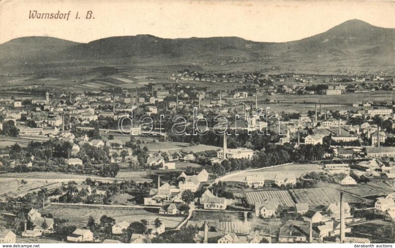 * Varnsdorf, Warnsdorf Im Böhmen, Kunstverlaganstalt Josef Hentshcel; View With Factory Plants; Half Of A Panoramacard - Zonder Classificatie