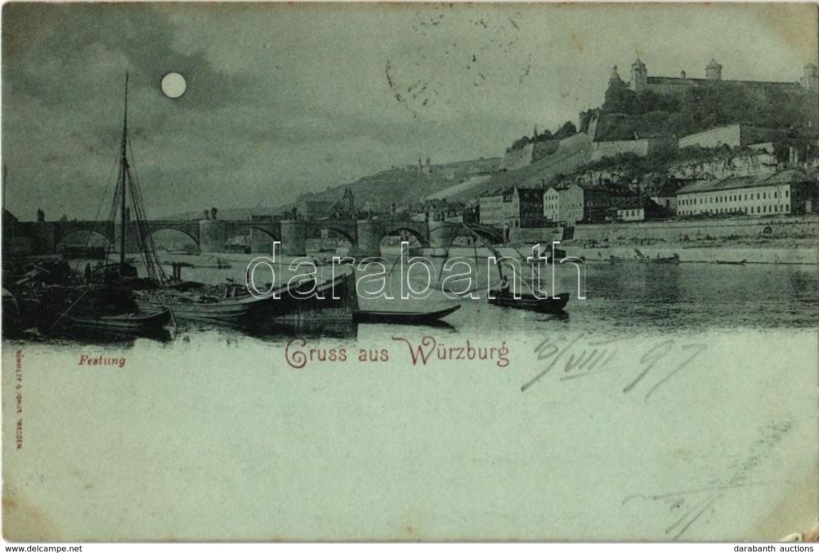 T2/T3 1899 Würzburg, Festung / Castle At Night - Zonder Classificatie