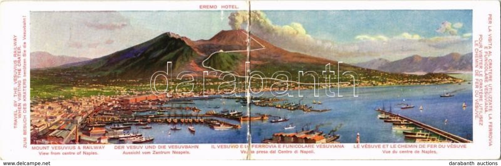 ** T2/T3 Napoli, Naples; Travel By The Vesuvius Railway When Visiting The Crater, Eremo Hotel. Advertising Folding Card - Unclassified