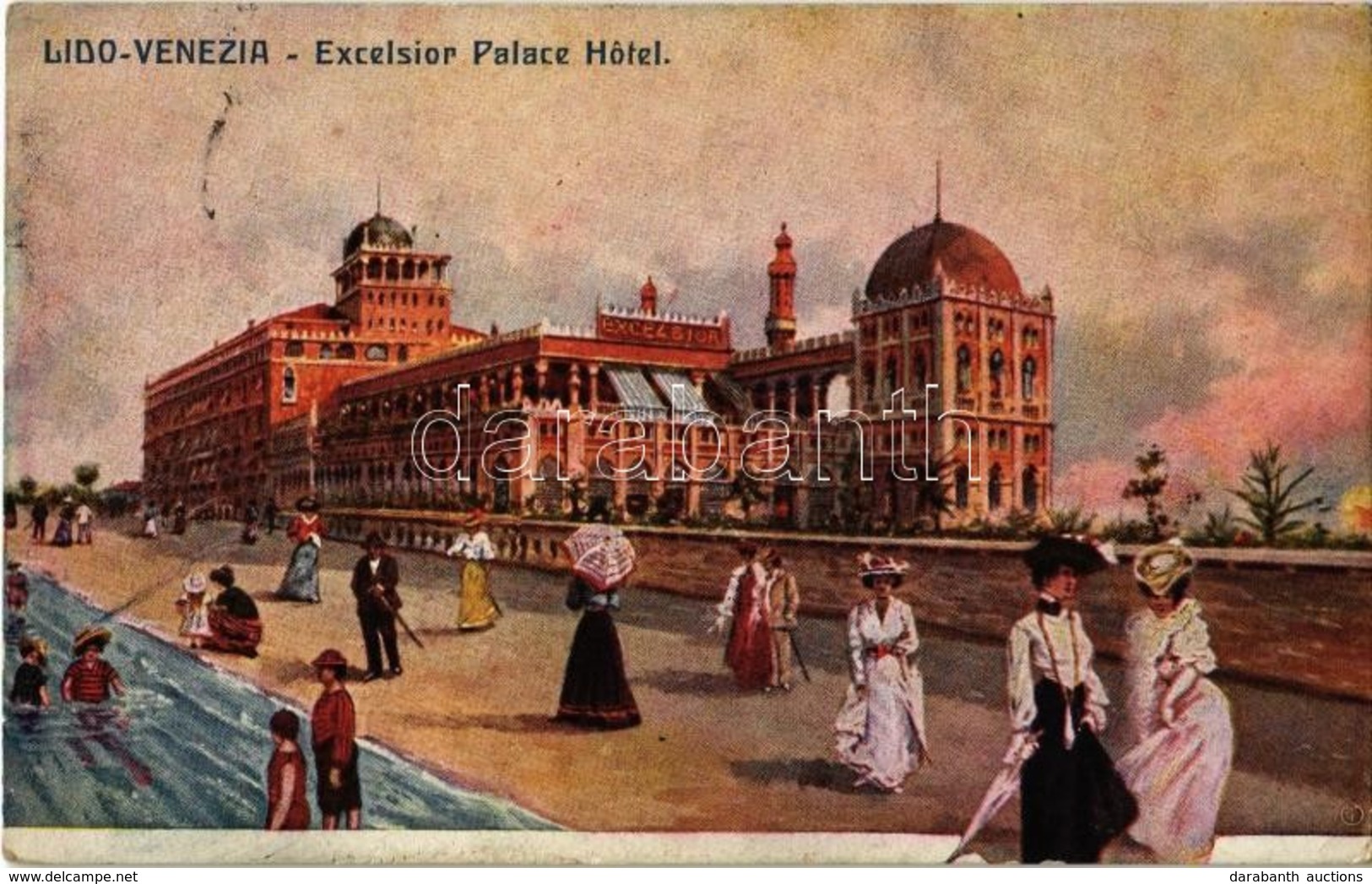 * T2/T3 1928 Venezia, Venice; Lido, Excelsior Palace Hotel / Beach, Hotel, Bathing People (EK) - Unclassified