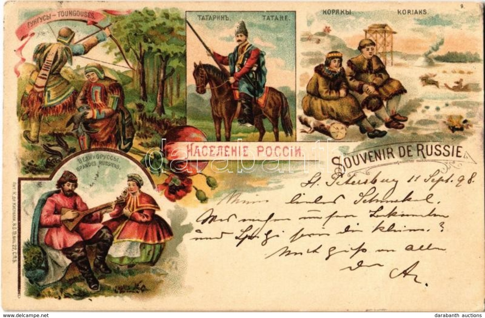 T2/T3 1898 Souvenir De Russie! Tatare, Koriaks, Toungouses, Grandes Russiens / Russian Folk Types, Tatars, Koryaks, Tung - Non Classificati