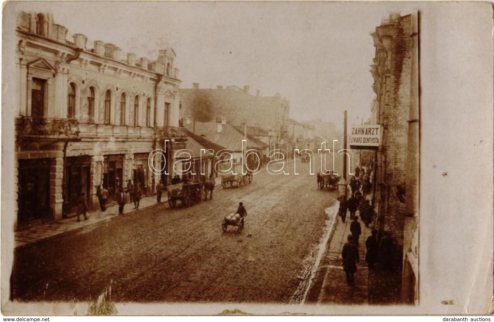 * T2/T3 1916 Lutsk, Luck; WWI Main Street, Dentist's Office. Photo (EK) - Unclassified
