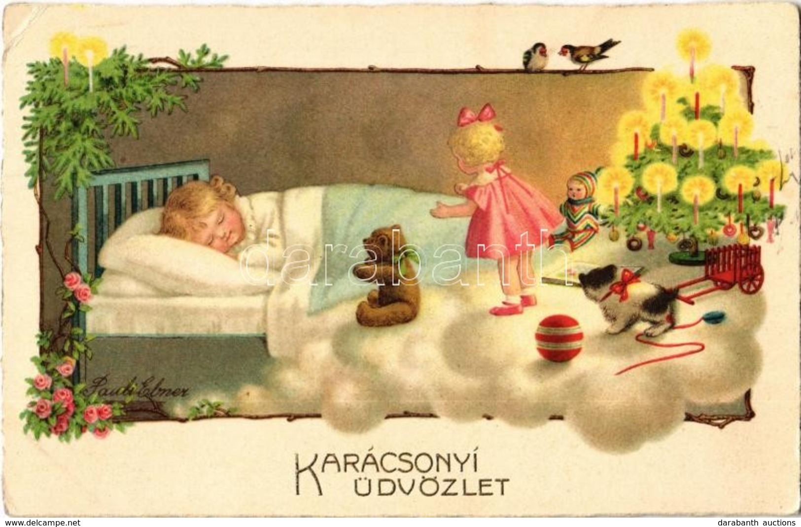 ** T3 Karácsonyi üdvözlet / Christmas Children Art Postcard. D.A.G.B. Litho S: Pauli Ebner (r) - Non Classificati