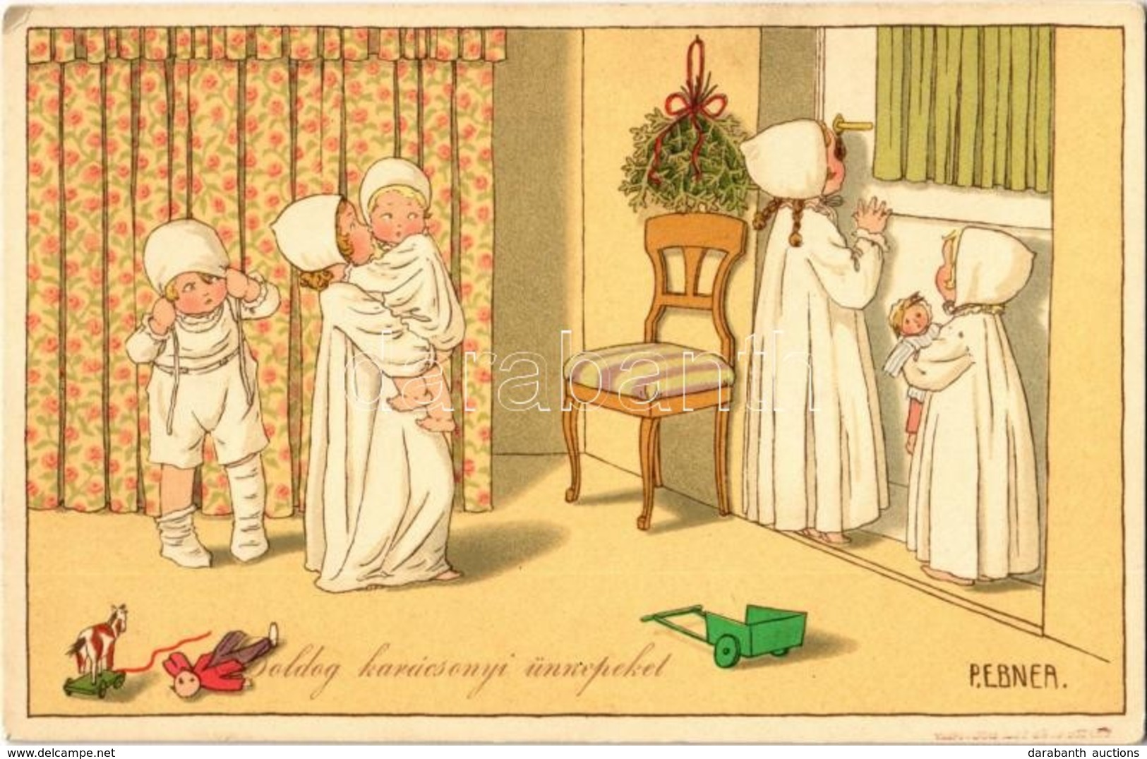 * T2/T3 1915 Boldog Karácsonyi ünnepeket! / Christmas Children Art Postcard. M. Munk Nr. 987. Litho S: Pauli Ebner (EK) - Zonder Classificatie