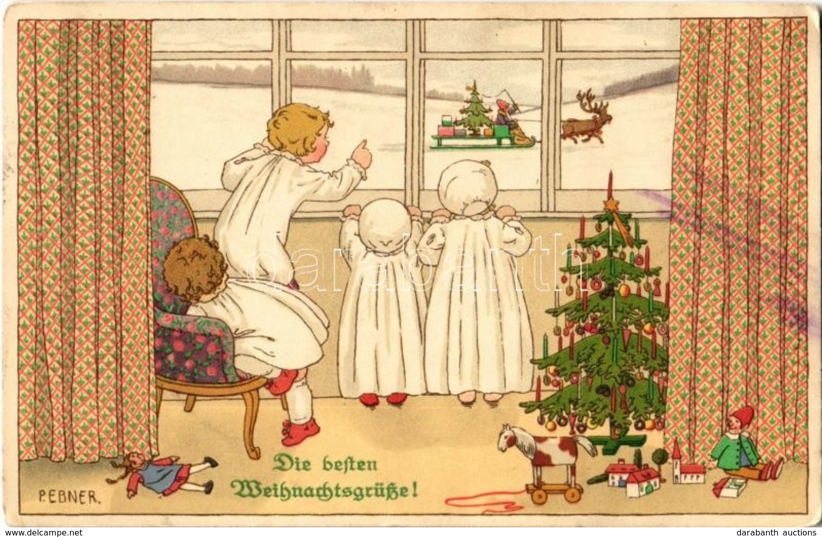 * T2/T3 Die Besten Weihnachtsgrüße! / Christmas Children Art Postcard. M. Munk Nr. 987. Litho S: Pauli Ebner (EK) - Zonder Classificatie