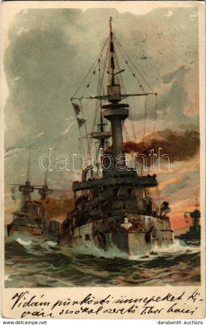 T2 1902 Navy Battleships, Litho S: Willy Stöwer - Ohne Zuordnung