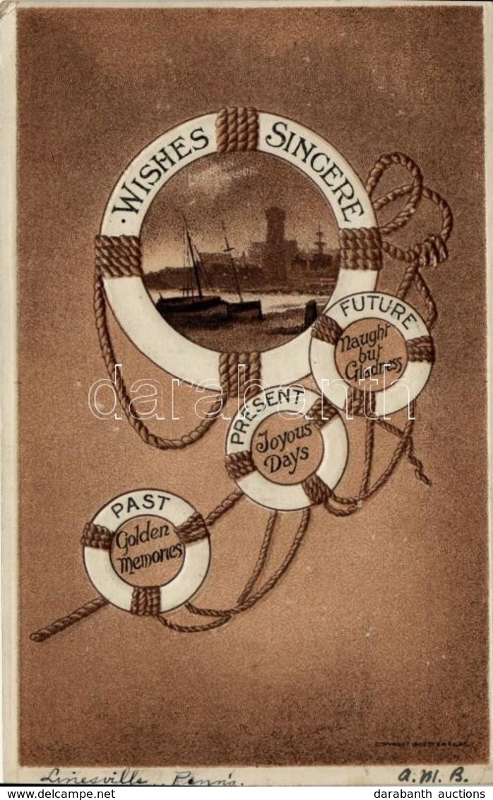 T2/T3 Wishes Sincere / Greeting Card For Ship Travel, Emb. Litho (EK) - Zonder Classificatie