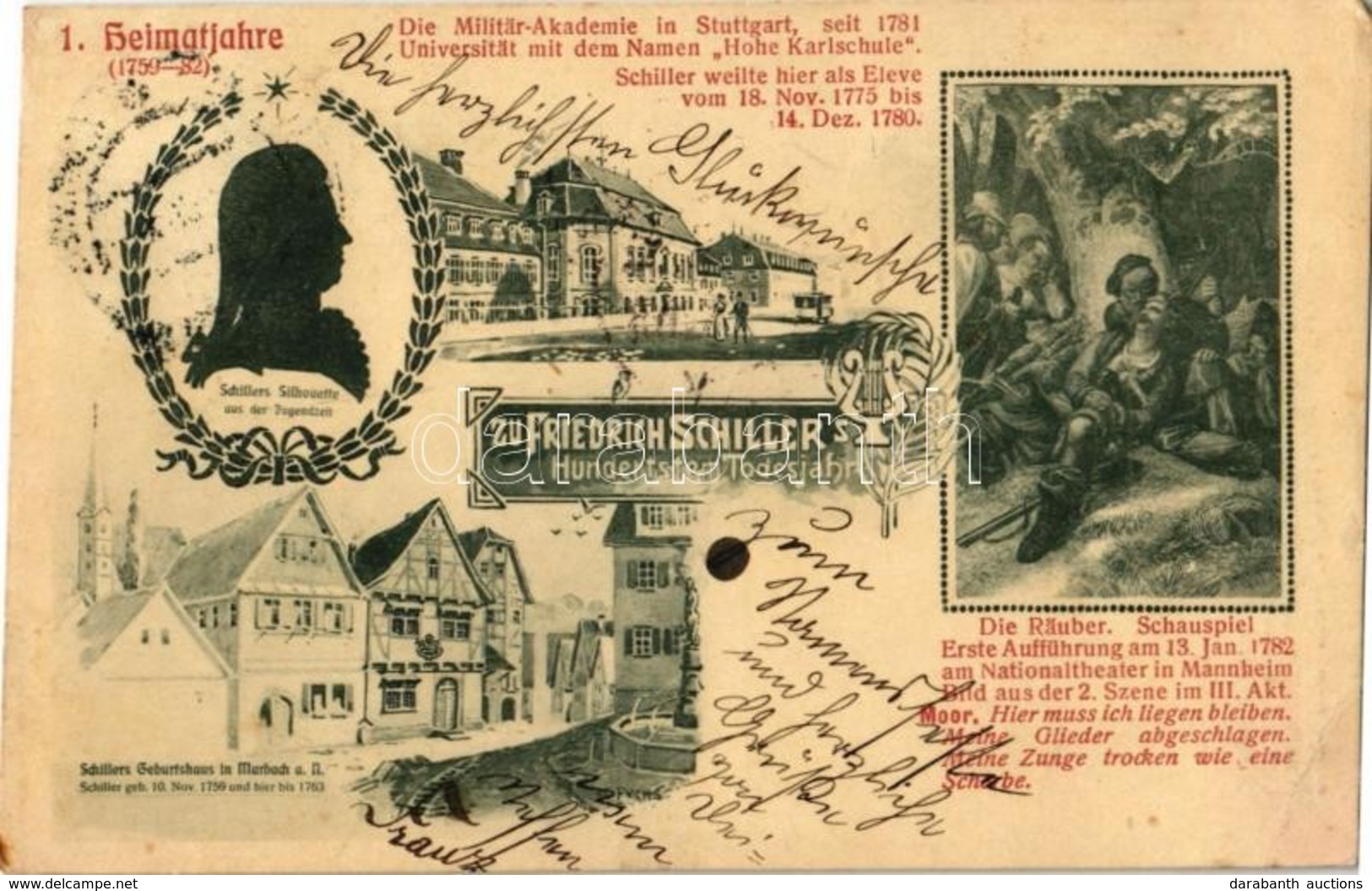 T2/T3 1905 Zu Friedrich Schiller's Hundertsten Todesjahr. 1. Heimatjahre (1759-82), Die Militär-Akademie In Stuttgart, S - Sin Clasificación