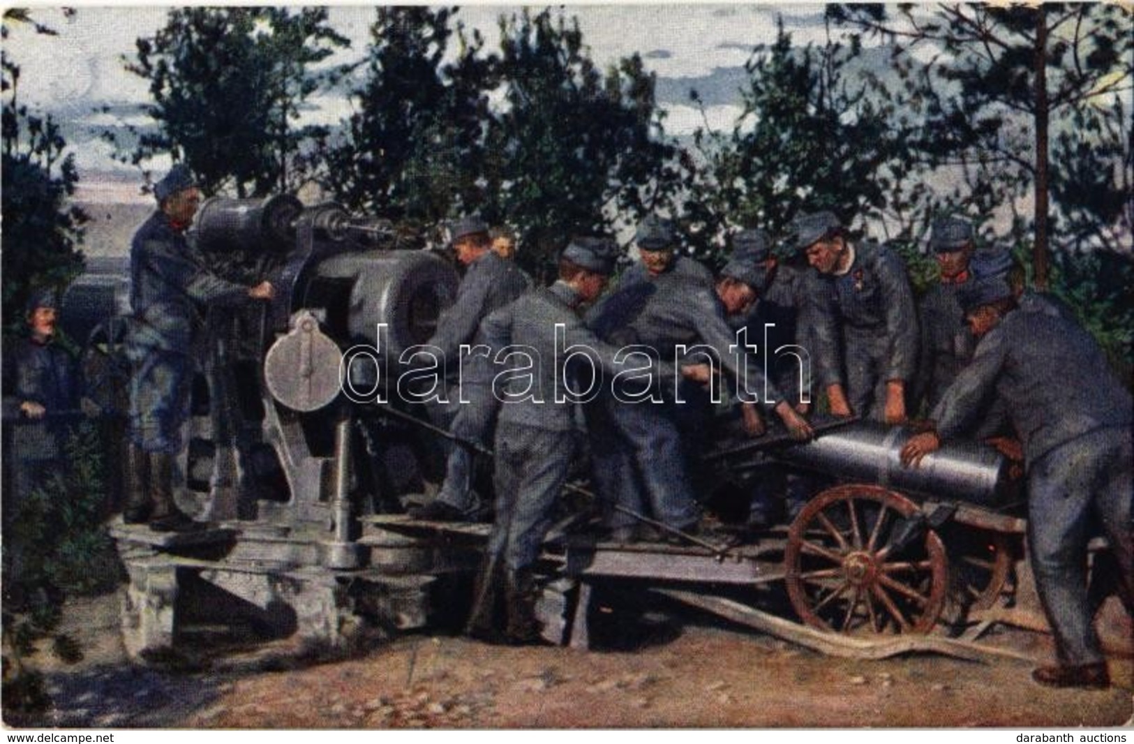 ** T2 Weltkrieg 1914-1916. 30,5 Cm Mörser. Zuführen Des Geschosses / Világháború 1914-1915. 30,5-es Mozsár, A Löveg Beve - Unclassified