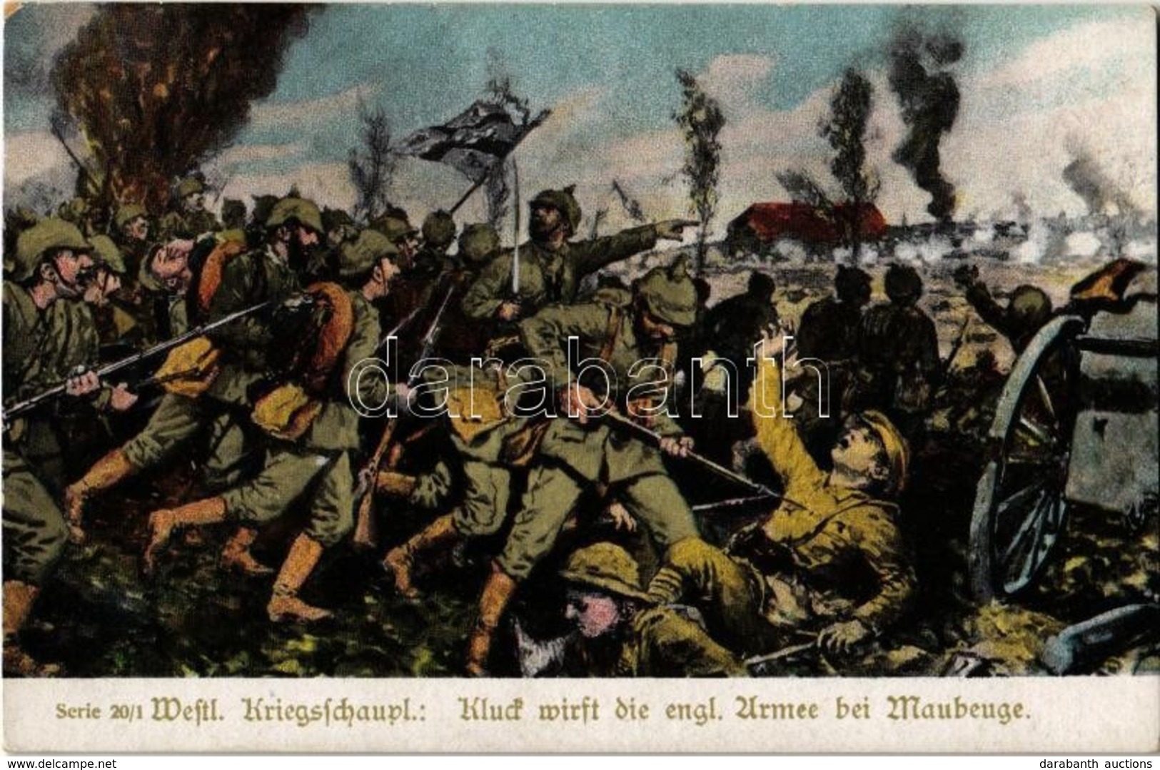 ** T2 Westl. Kriegschauplatz, Kluck Wirst Die Engl. Armee Bei Maubeuge. Zum Gloria-Viktoria Album Kriegsfürsorgeamt Seri - Sin Clasificación