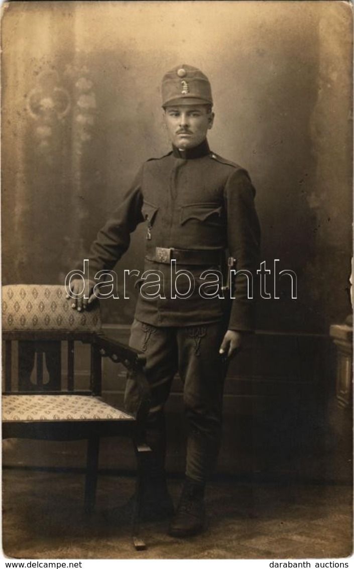 * T2/T3 Osztrák-magyar Katona Műtermi Fotója / WWI Austro-Hungarian K.u.K. Military, Soldier. Adria (Debrecen) Photo (EK - Unclassified