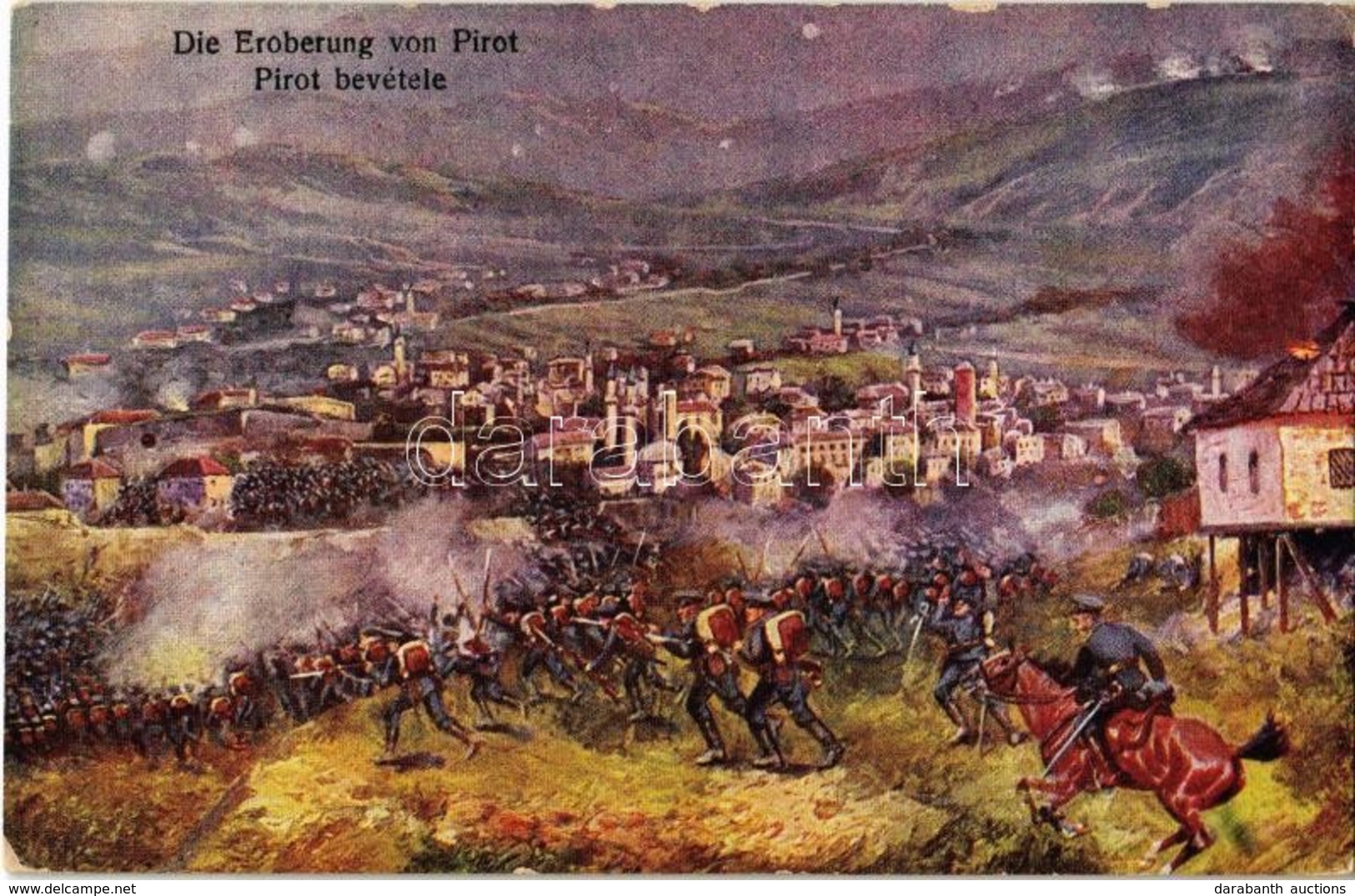 ** T2/T3 Die Eroberung Von Pirot / Pirot Bevétele / WWI Austro-Hungarian K.u.K. Military Art Postcard, Battle Of Pirot - Unclassified