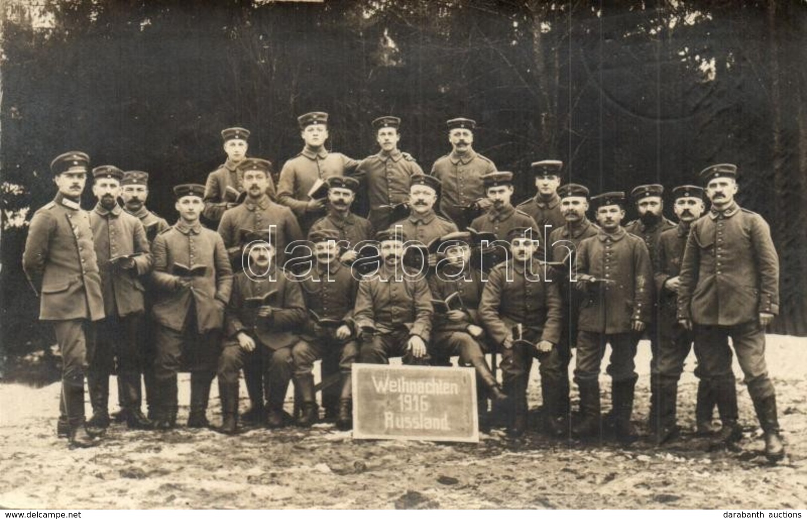 * T2 1916 Weihnachten, Russland / WWI German Military, Soldiers' Group Photo At Christmas In Russia. Photo - Zonder Classificatie
