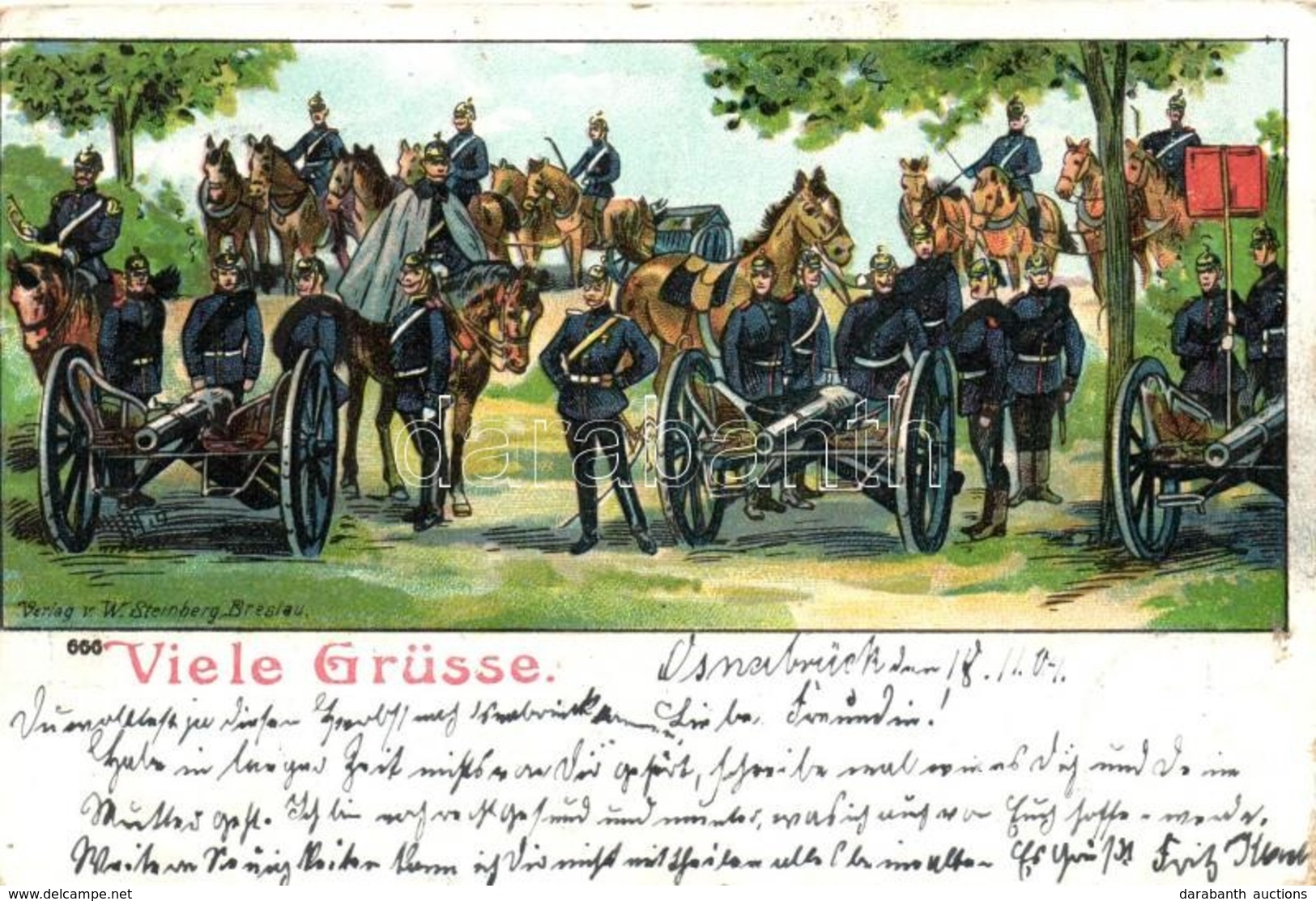 T2/T3 Viele Grüsse / WWI German Artillery And Cavalry, Verlag Von W. Steinberg, Litho (EK) - Unclassified