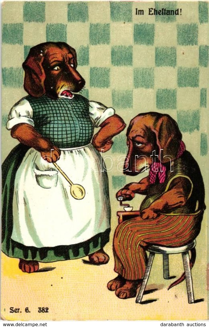 ** T2/T3 Im Ehestand / Marriage, Dachshund Couple, Humour, Litho - Unclassified