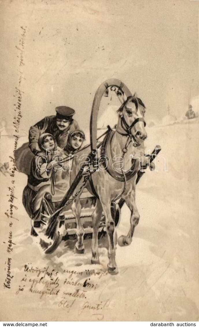 T2 Family In Horse Sleigh, J.P. No. 1047, Litho - Zonder Classificatie