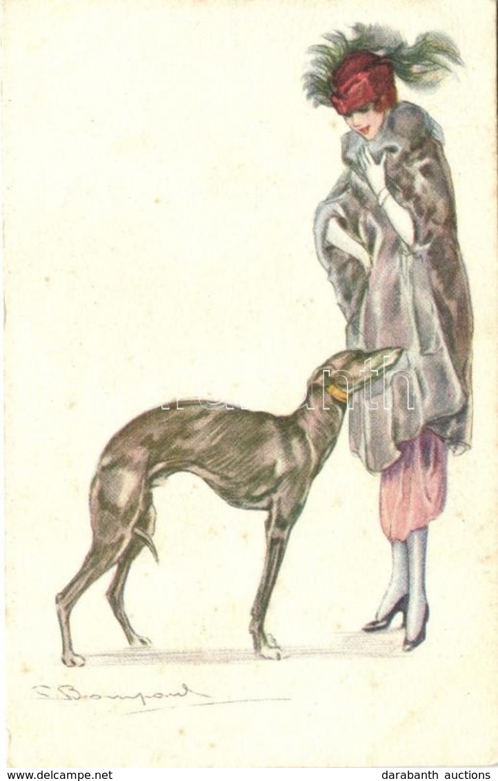 T2/T3 Italian Art Postcard, Lady With Dog, Anna & Gasparini 624-3. S: Bompard - Zonder Classificatie