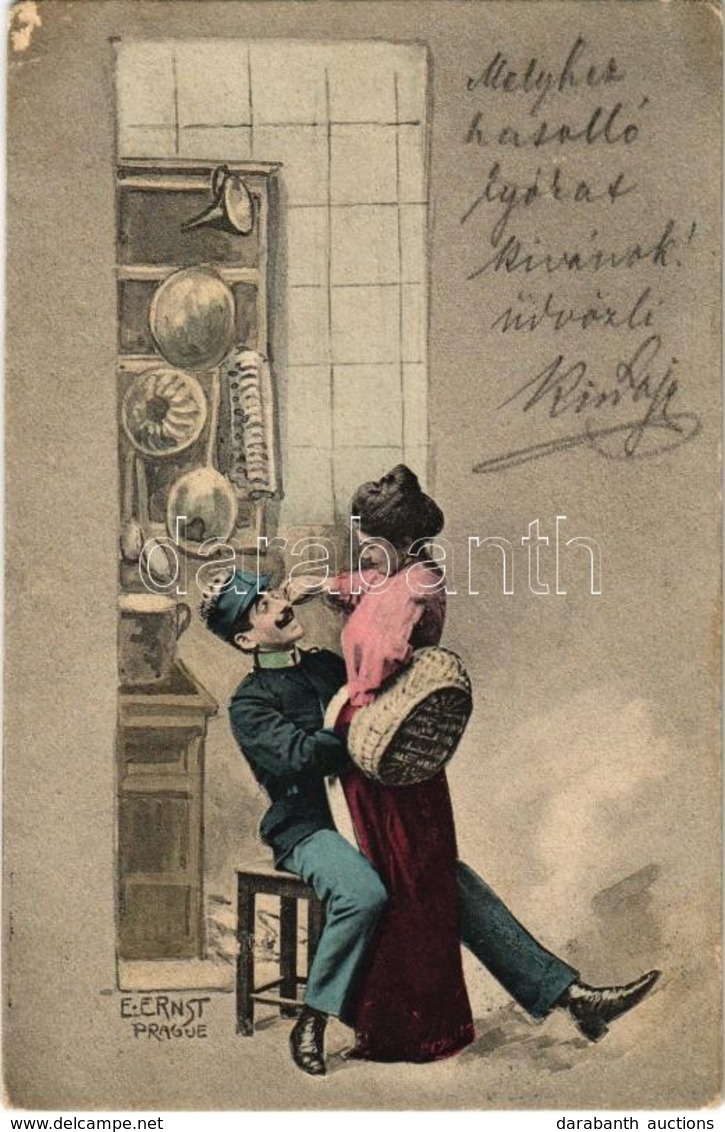 T2/T3 1902 Romantic Couple In The Kitchen. S: E. Ernst - Unclassified