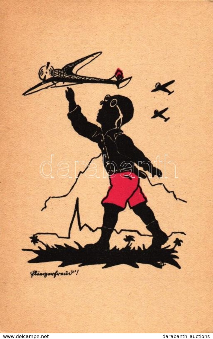 ** T2/T3 Pilot Child With Aircraft, Silhouette (EK) - Zonder Classificatie