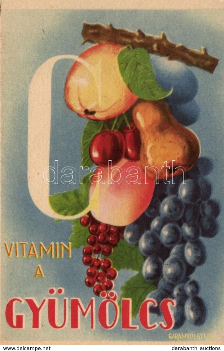 ** T1/T2 C Vitamin A Gyümölcs, C-vitamin Táblázat A Hátoldalon / Fruit, Health Propaganda, C-vitamin Table On The Backsi - Unclassified