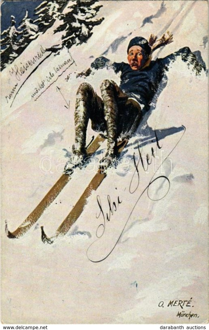 T2 1912 Wintersport / Skiing Down The Hill, Winter Sport. A.S.M. Serie 574. 6 Dessins. S: O. Merté - Sin Clasificación