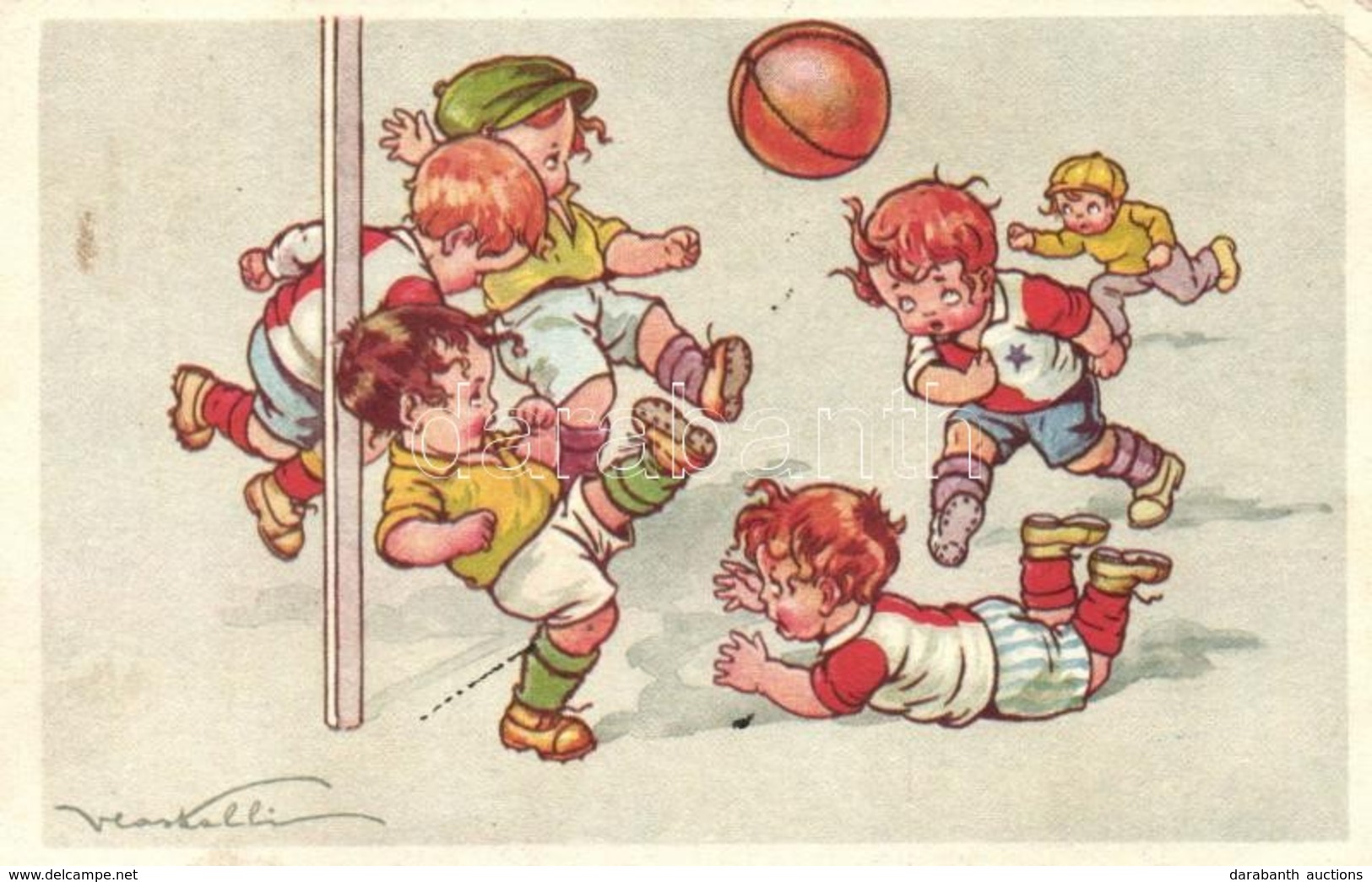 T2/T3 Italian Art Postcard, Children Football Match, Degami 972. S: V. Castelli (EK) - Unclassified