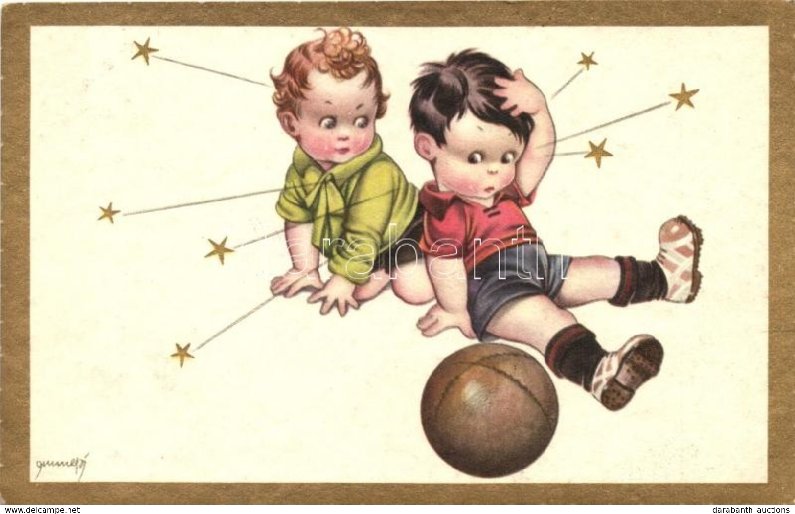 T2 Italian Art Postcard, Children Football Match, Degami 2206., Artist Signed - Unclassified