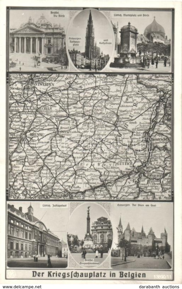 ** T1 Der Kriegsschauplatz In Belgien / The Theaters Of War In Belgium, Map - Unclassified