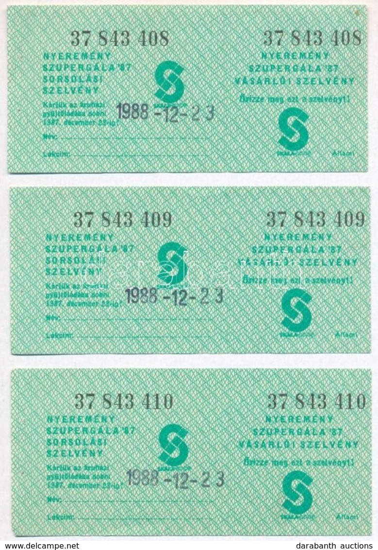 1987-1988. 'Skála' Sorsolási Szelvény Bélyegzéssel (8x) T:II - Unclassified