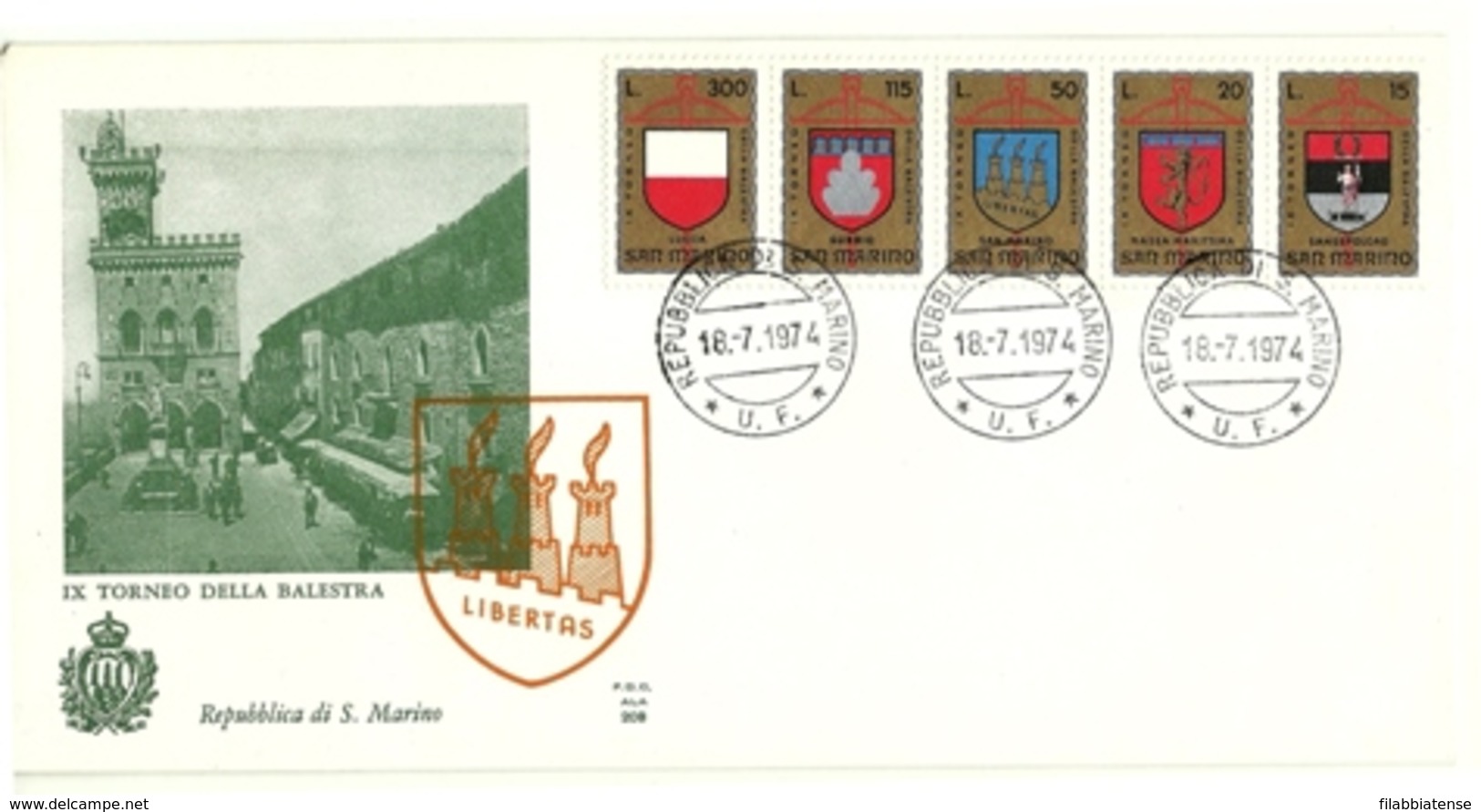 1974 - San Marino 921/25 Stemmi - FDC   ----- - Francobolli