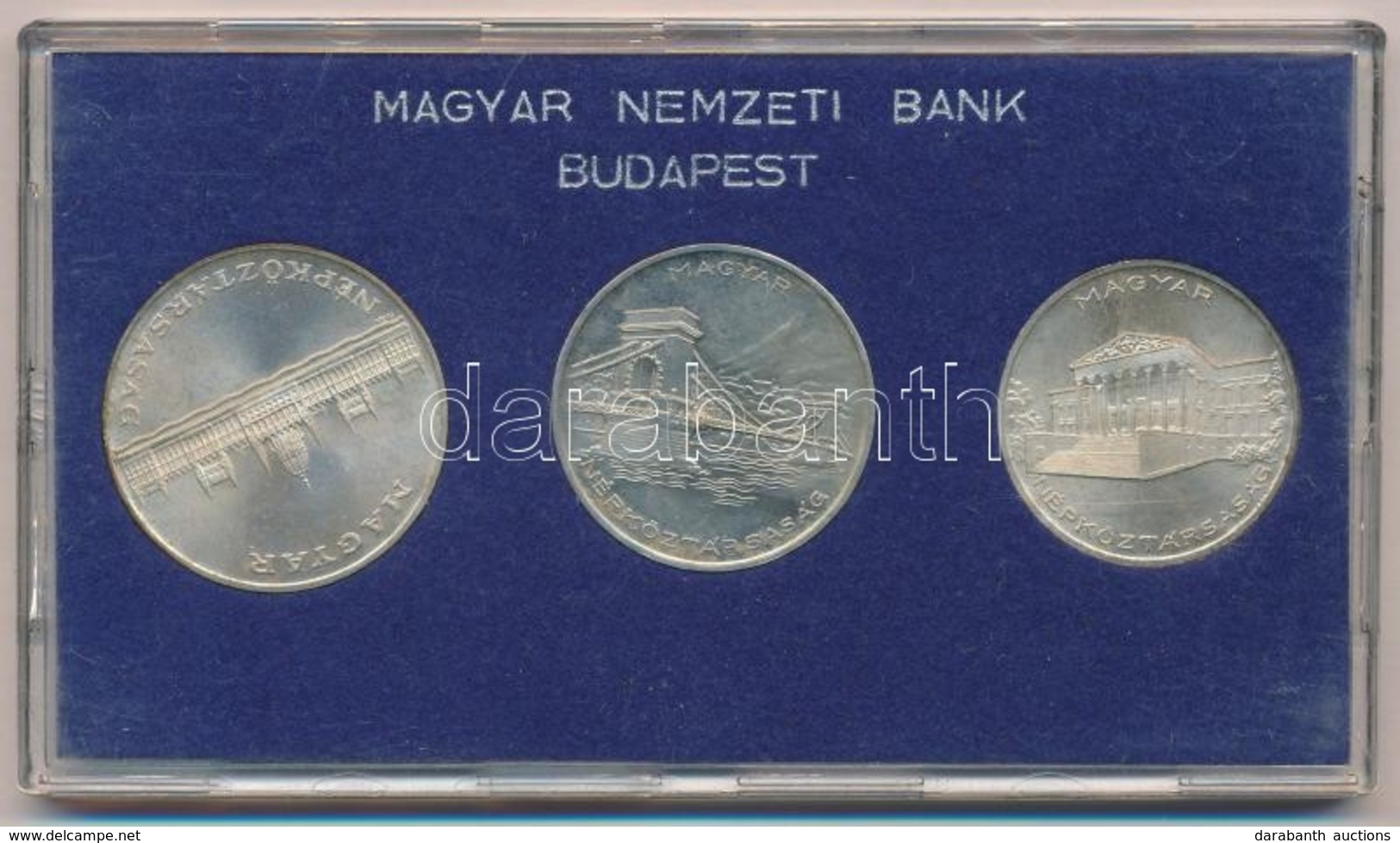 1956. 10Ft + 20Ft + 25Ft Ag '10 éves A Forint' Sor Kék MNB Tokban T:1 Adamo EM4, EM5, EM6 - Unclassified