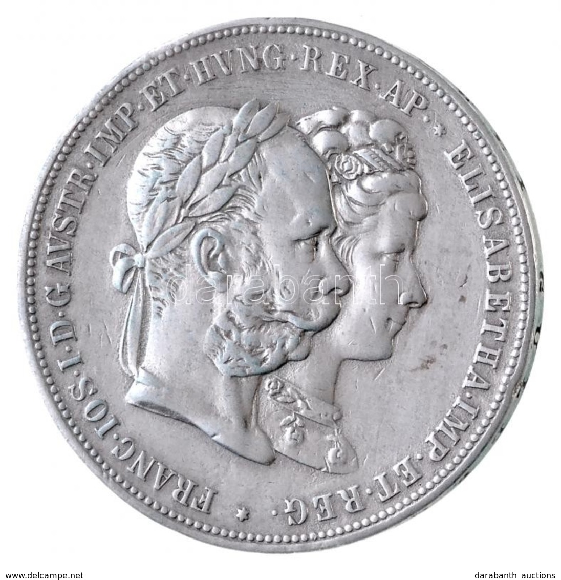 Ausztria 1879. 2G Ag 'I. Ferenc József és Erzsébet Királynő / Ezüstlakodalom' T:2,2-  Austria 1879. 2 Gulden Ag 'Franz J - Unclassified