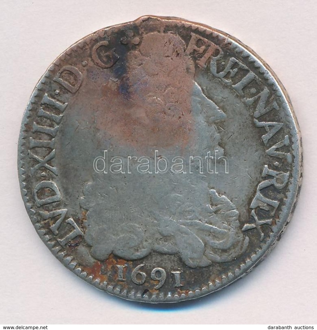 Franciaország 1691N 1E Ag 'XIV. Lajos' Montpellier (26,5g) T:2-,3 Fülnyom
France 1691N 1 Ecu Ag 'Louis XIV' Montpellier  - Unclassified