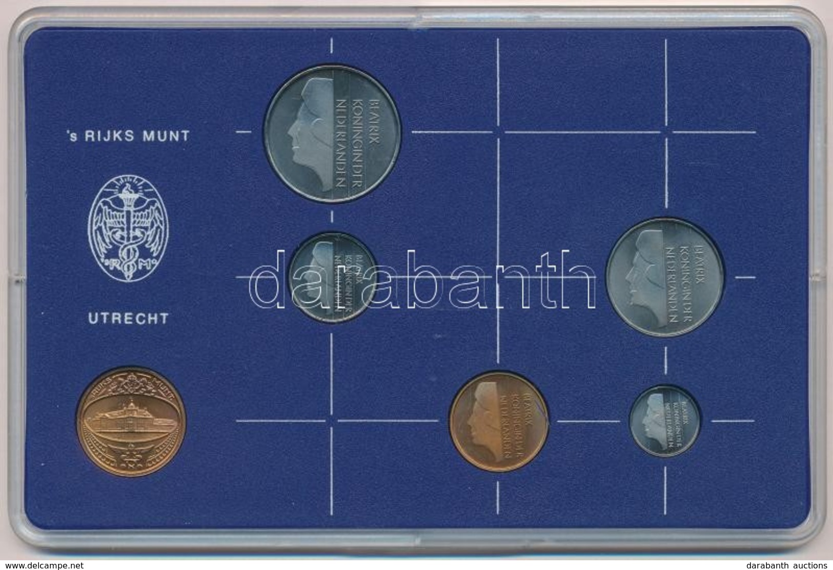 Hollandia 1984. 5c - 2 1/2G (5xklf) + 1984. 's Rijks Munt 1984 (Királyi Verde)' Br Zseton, Műanyag Tokban T:1 Netherland - Unclassified