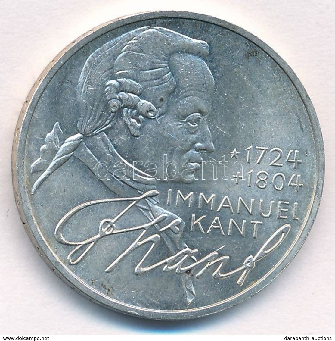 NSZK 1974D 5M Ag 'Immanuel Kant Születésének 250. évfordulója' T:1- Kis Patina FRG 1974D 5 Mark Ag '200th Anniversary -  - Unclassified