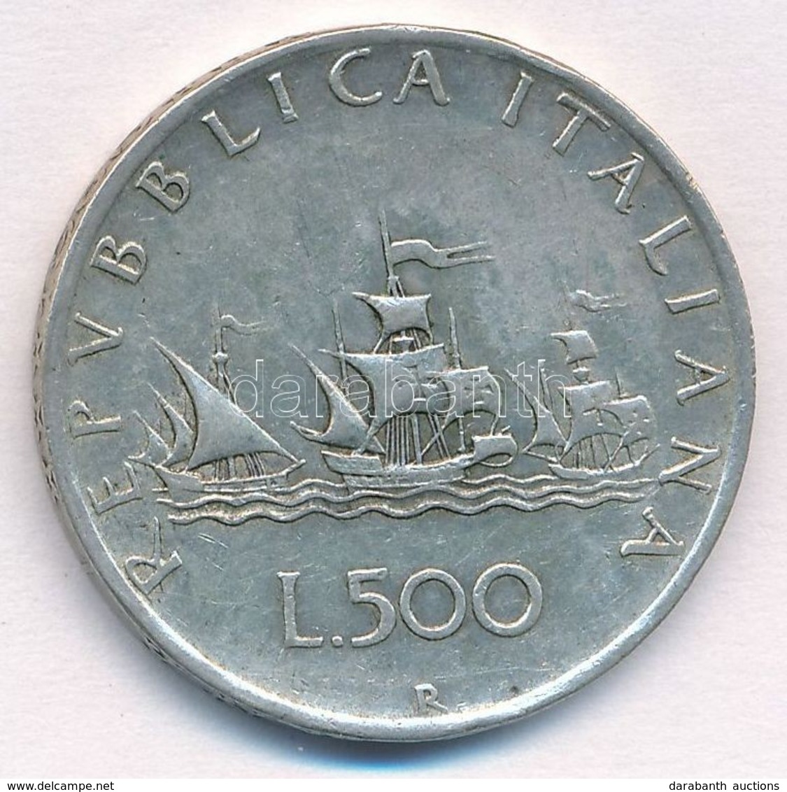 Olaszország 1960R 500L Ag 'Kolumbusz Hajói' T:2 Italy 1960R 500 Lire Ag 'Columbus' Ships' C:XF - Unclassified