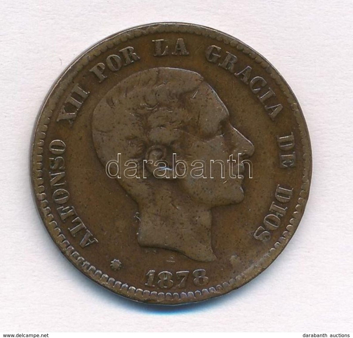 Spanyolország 1878OM 10c Br 'XII Alfonz' T:3
Spain 1878OM 10 Centimos Br 'Alfonso XII' C:F
Krause KM#675 - Unclassified