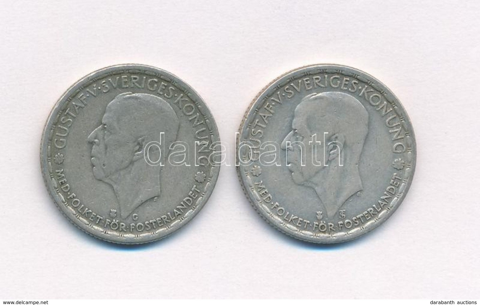 Svédország 1944G-1946TS 1K Ag (2xklf) 'V. Gusztáv' T:2-,3 
Kis Patina Sweden 1944G-1946TS 1 Krona Ag (2xdiff) 'Gustaf V. - Unclassified