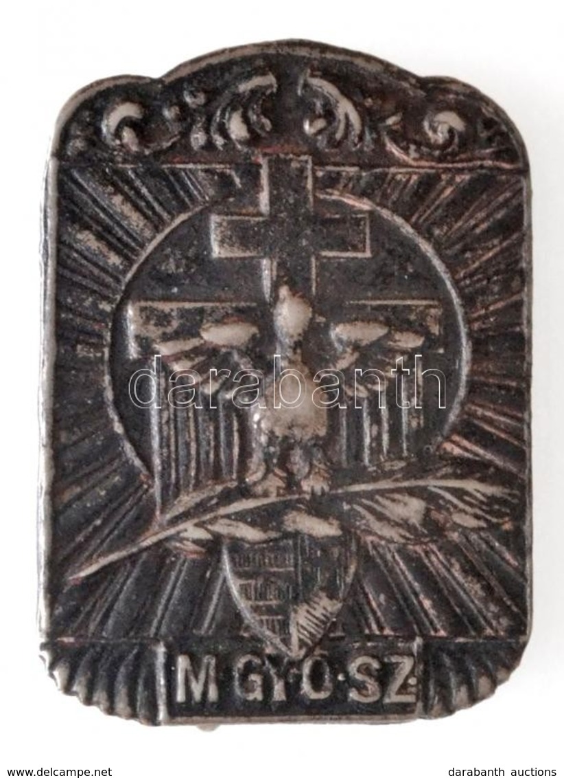 ~1930-1940. 'M.GY.O.SZ. (Magyar Gyorsírók Országos Szövetsége)' Ezüstpatinázott Fém Jelvény (14x19mm) T:1- / Hungary ~19 - Unclassified