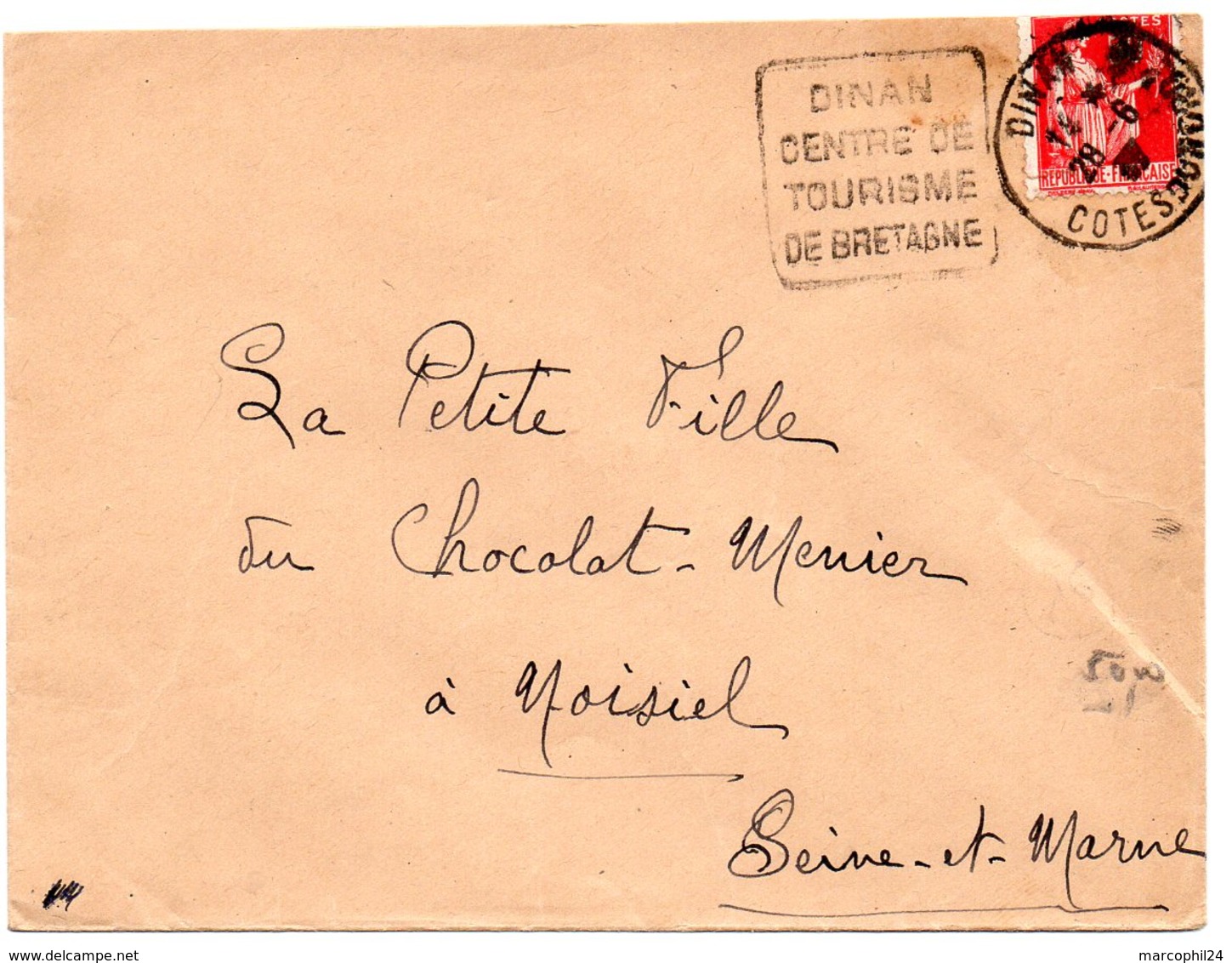 COTES Du NORD - Dépt N° 22 = DINAN 1937 = FLAMME DAGUIN ' CENTRE DE TOURISME DE BRETAGNE ' Sur Enveloppe ENTIERE - Maschinenstempel (Sonstige)