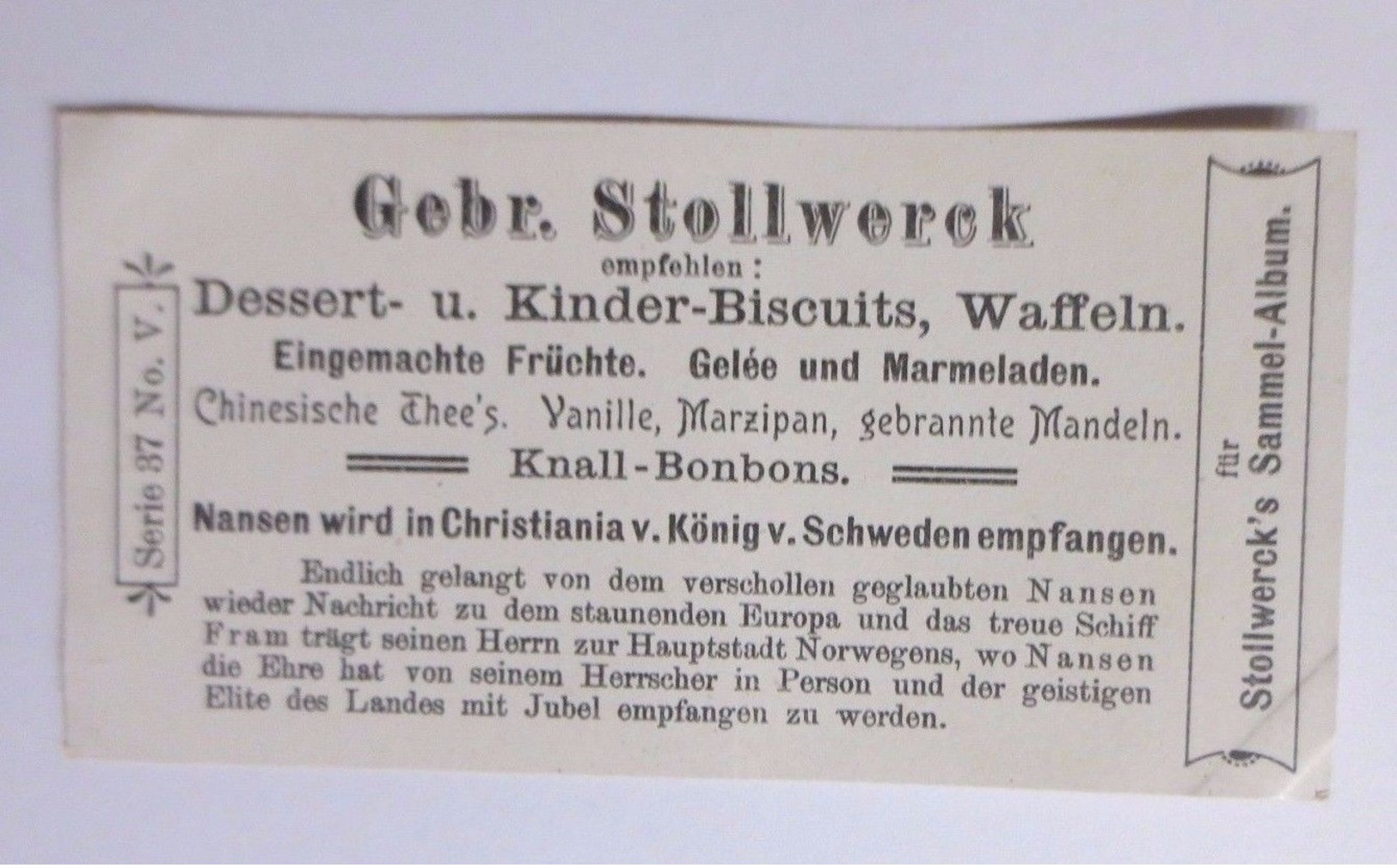 "Stollwerck" Gruppe 37, Nr.5, Album Nr.2, Arktis, Nordpol, Nansen ♥  - Autres & Non Classés