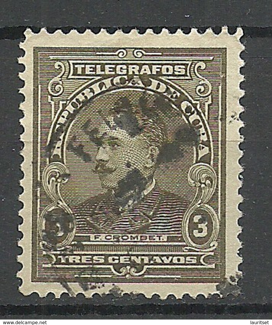 KUBA Cuba Revenue Telegraph Tax Stamp 3 C. F. Crompet Telegraphenmarke O - Telégrafo