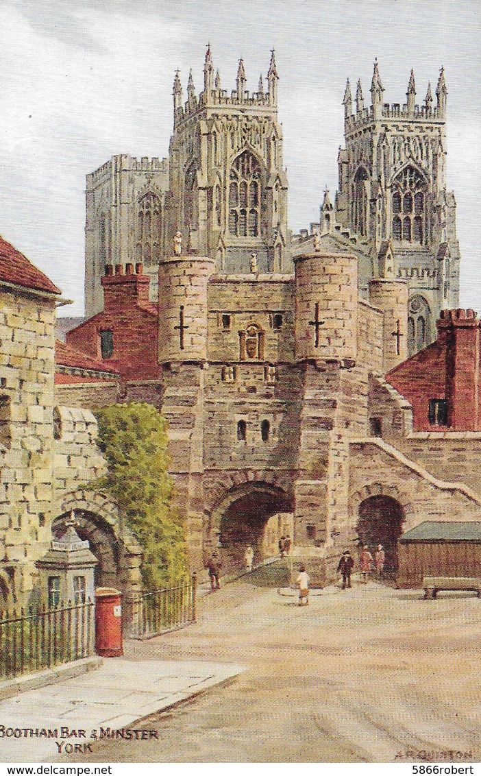 CARTE POSTALE ORIGINALE ANCIENNE COULEUR : YORK BOOTHAM BAR & MINSTER YORKSHIRE ANGLETERRE ANIMEE - York