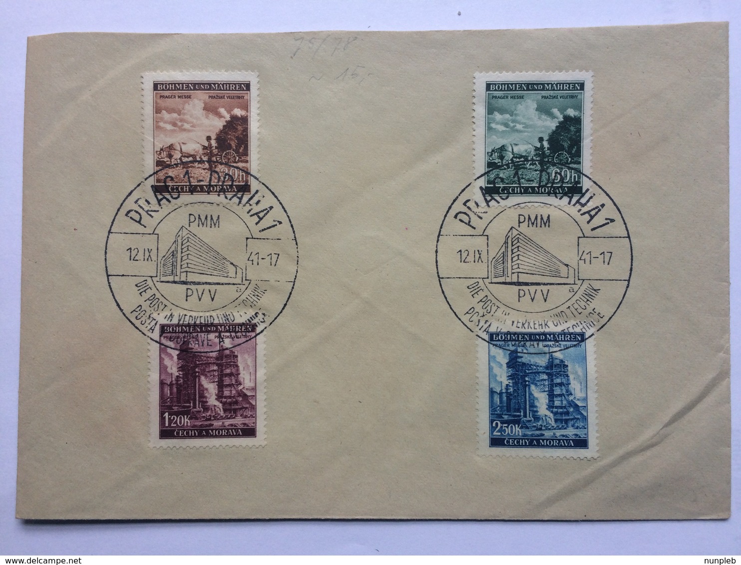 BOHEMIA & MORAVIA 1941 Cover With Prague Handstamps On Prague Fair Set - Covers & Documents