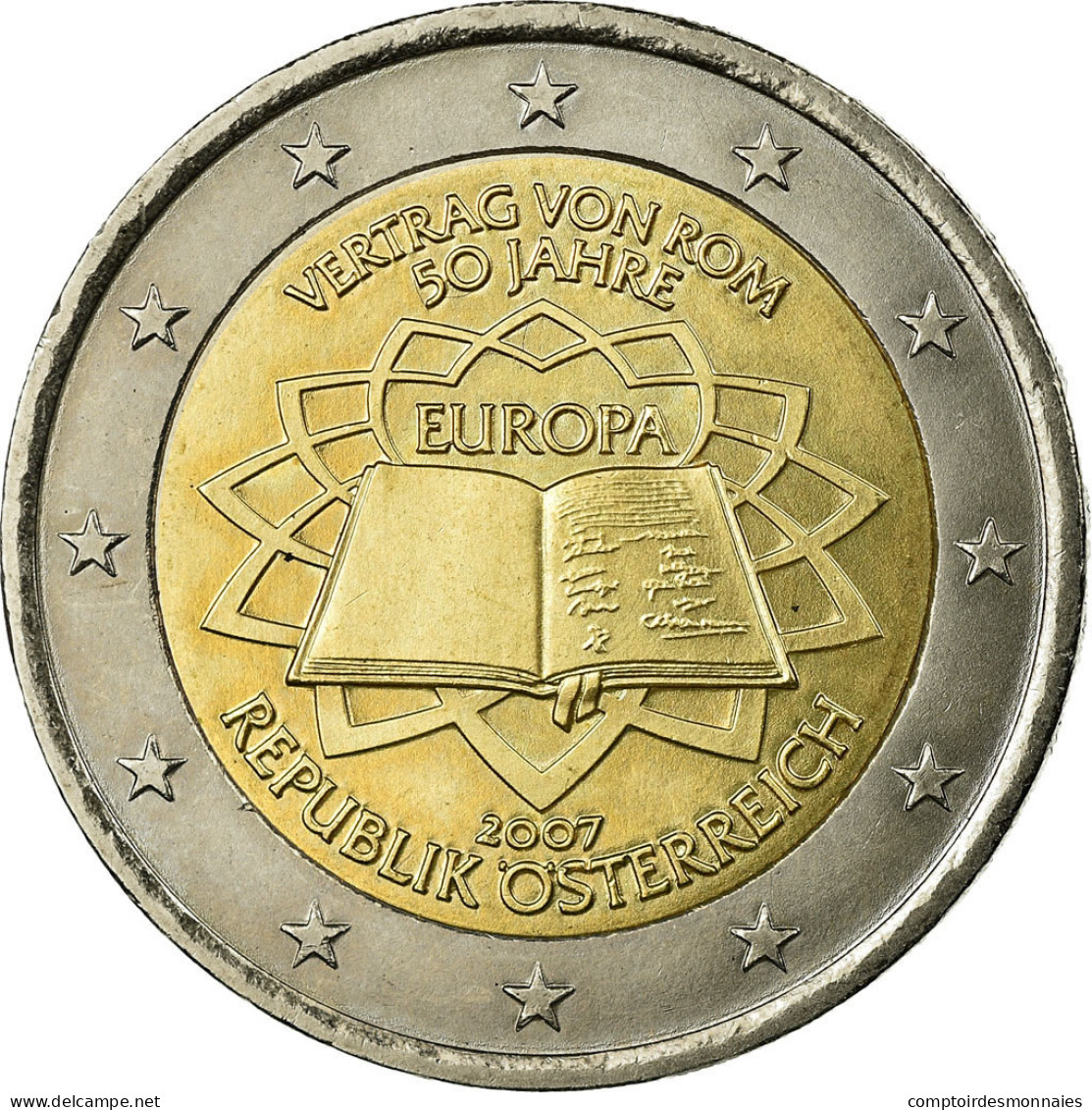 Autriche, 2 Euro, Traité De Rome 50 Ans, 2007, SUP, Bi-Metallic, KM:3150 - Austria