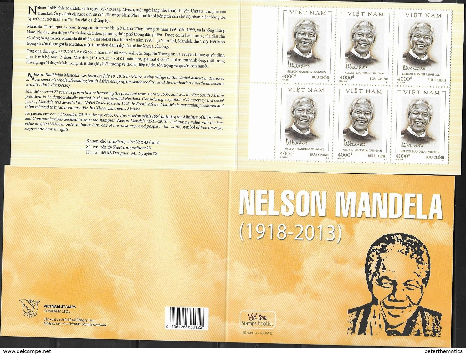 VIETNAM, 2018, MNH, MANDELA, BOOKLET - Other & Unclassified