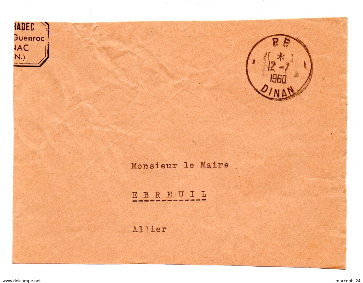 COTES Du NORD - Dépt N° 22 = DINAN 1960 = CACHET MANUEL A8 + PP - Handstempel