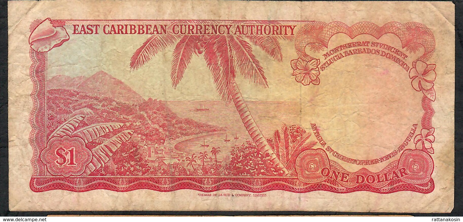 E.C.S. P13a2 1 DOLLAR 1965 Signature 2  #B2 AVF NO P.h. - Caribes Orientales