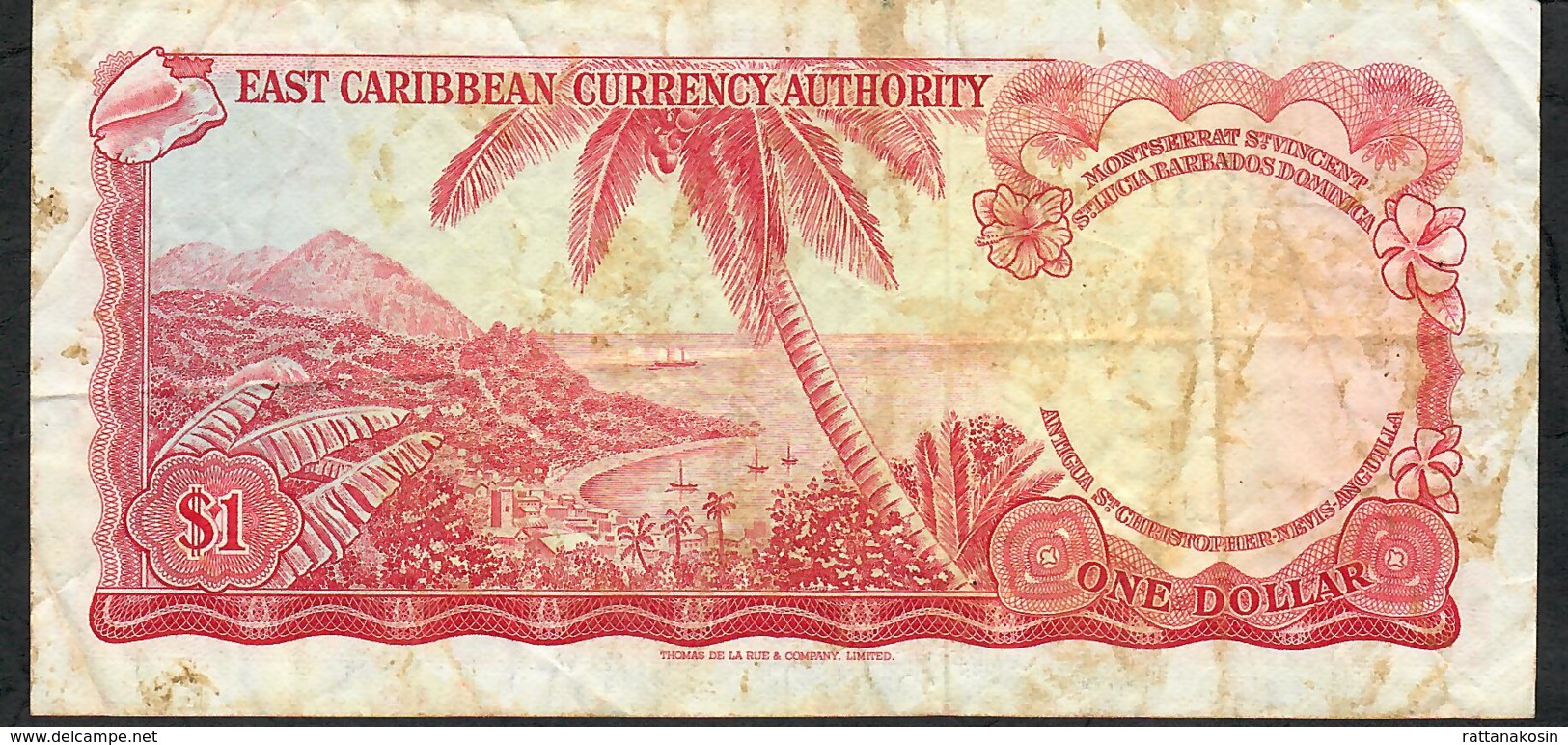 E.C.S. P13a2 1 DOLLAR 1965 Signature 2  #B11 AVF NO P.h. - Caribes Orientales