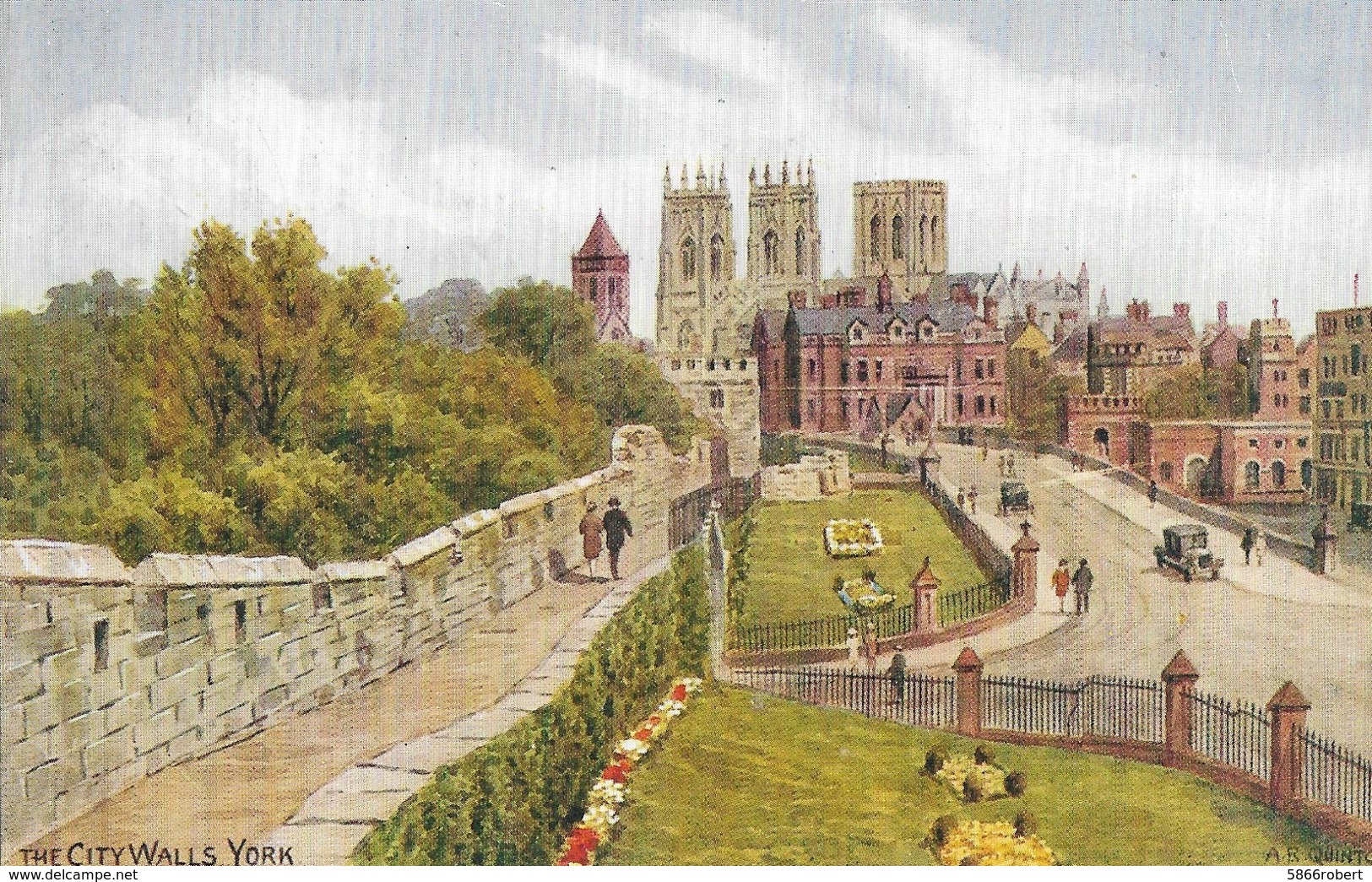 CARTE POSTALE ORIGINALE ANCIENNE COULEUR : THE CITY WALLS YORK YORSHIRE ANGLETERRE ANIMEE - York